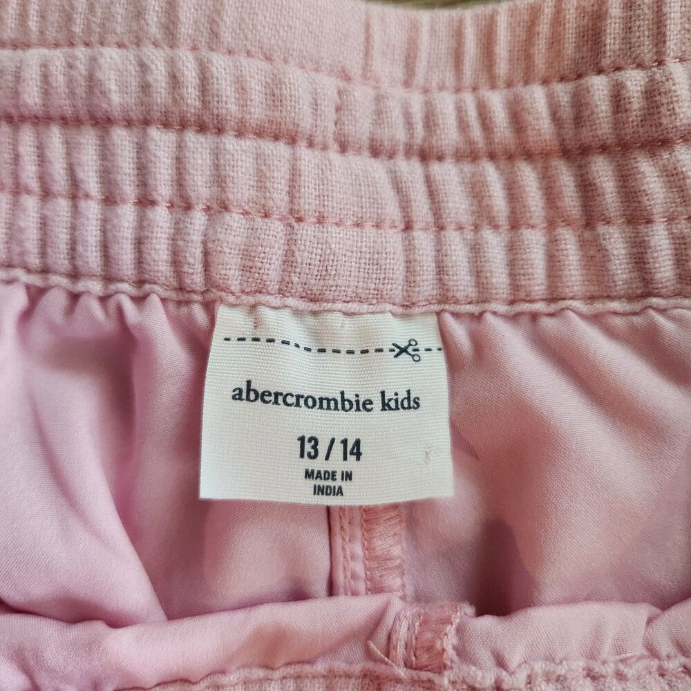 Abercrombie Kids Linen Blend Wide Leg Cotton Gauze Pants Pink Size 13/14 - Picture 10 of 11